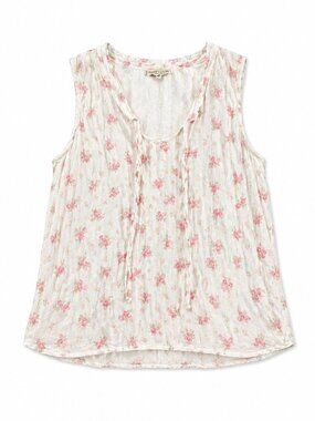 Via Signoria 100% Silk Foral Sleeveless Top, Size Large